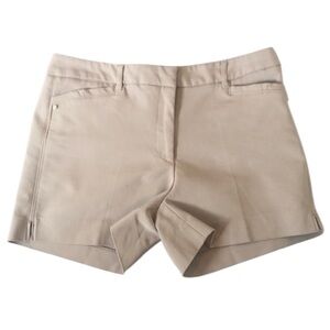Tahari tan khaki flat front shorts size 10 petite